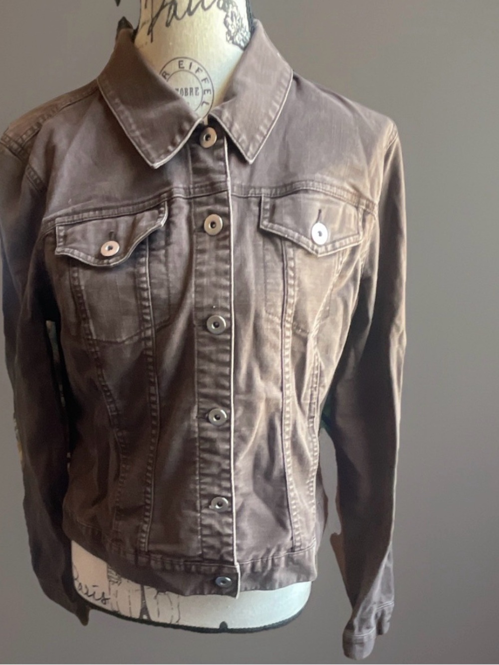 Style & Co. Brown Denim-Style Button-Front Jacket